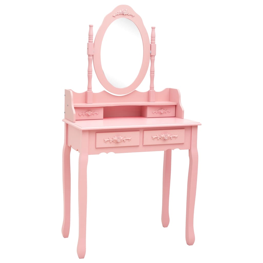 Ensemble de coiffeuse avec tabouret Rose 75x69x140 cm Paulownia