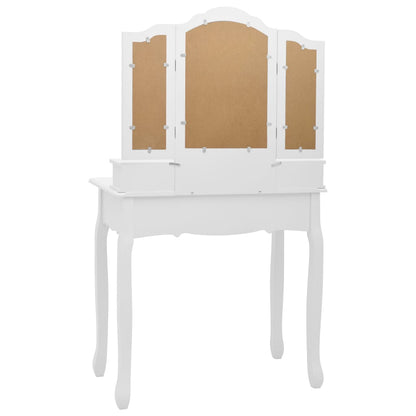 Ensemble de coiffeuse avec tabouret Blanc 80x69x141cm Paulownia