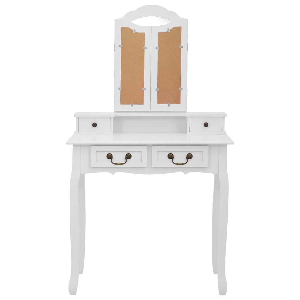 Ensemble de coiffeuse avec tabouret Blanc 80x69x141cm Paulownia