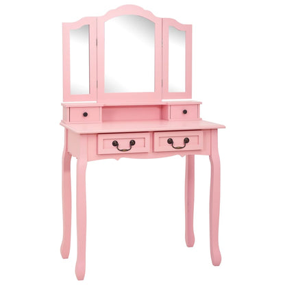 Ensemble de coiffeuse avec tabouret Rose 80x69x141 cm Paulownia