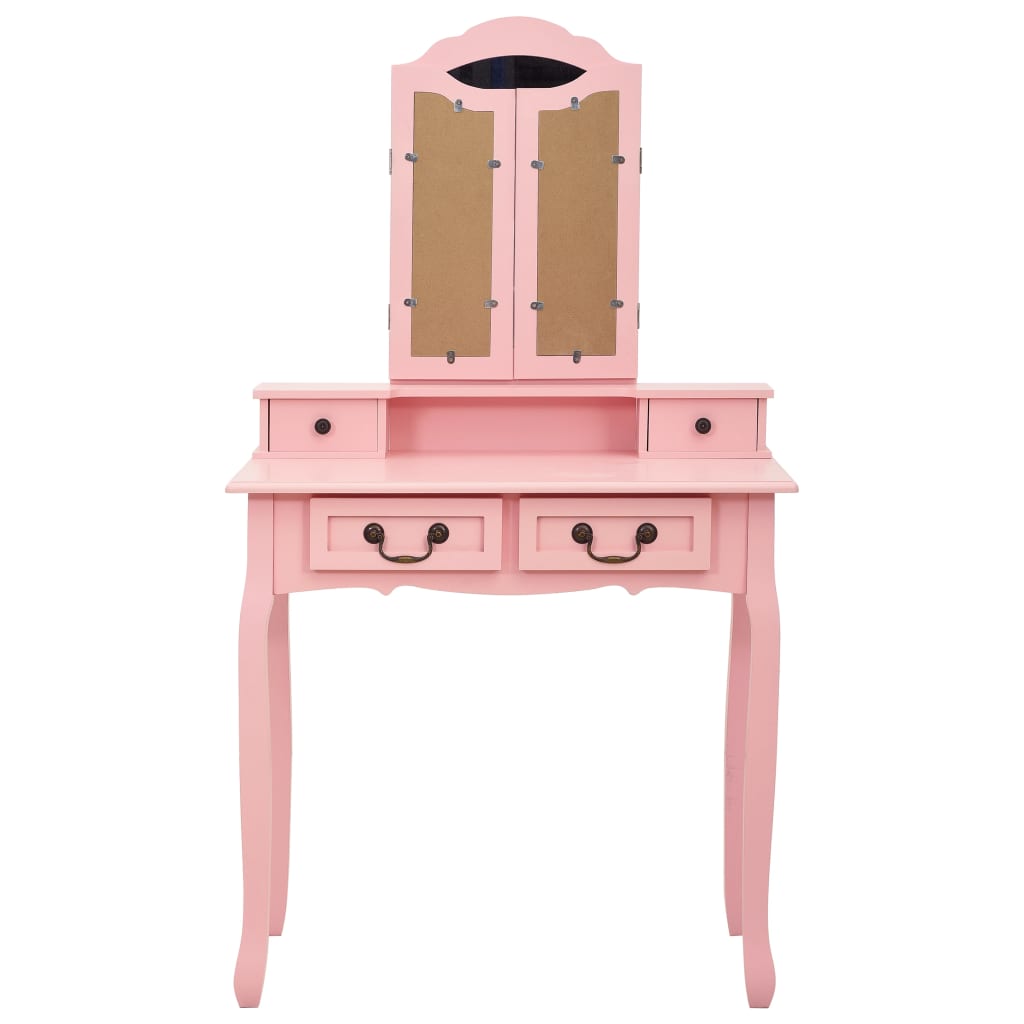 Ensemble de coiffeuse avec tabouret Rose 80x69x141 cm Paulownia