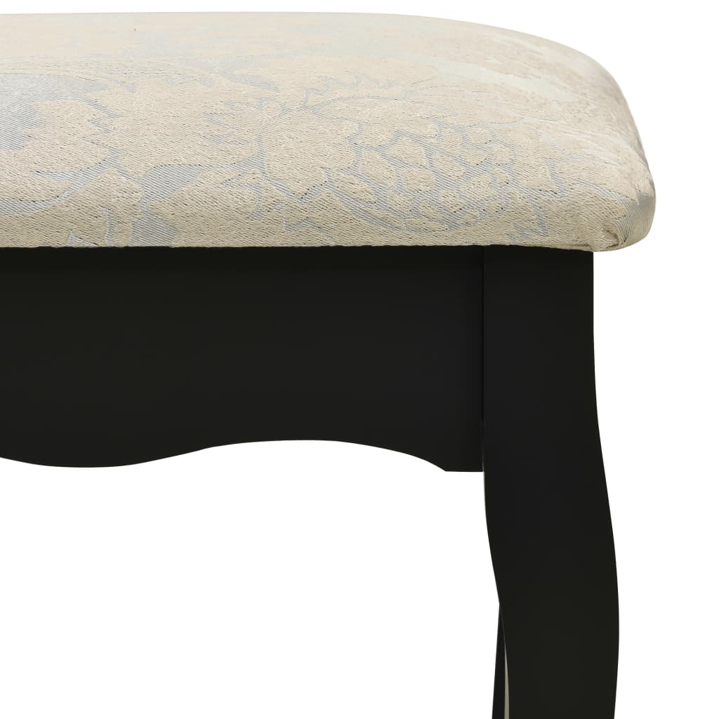 Ensemble de coiffeuse avec tabouret Noir 80x69x141 cm Paulownia