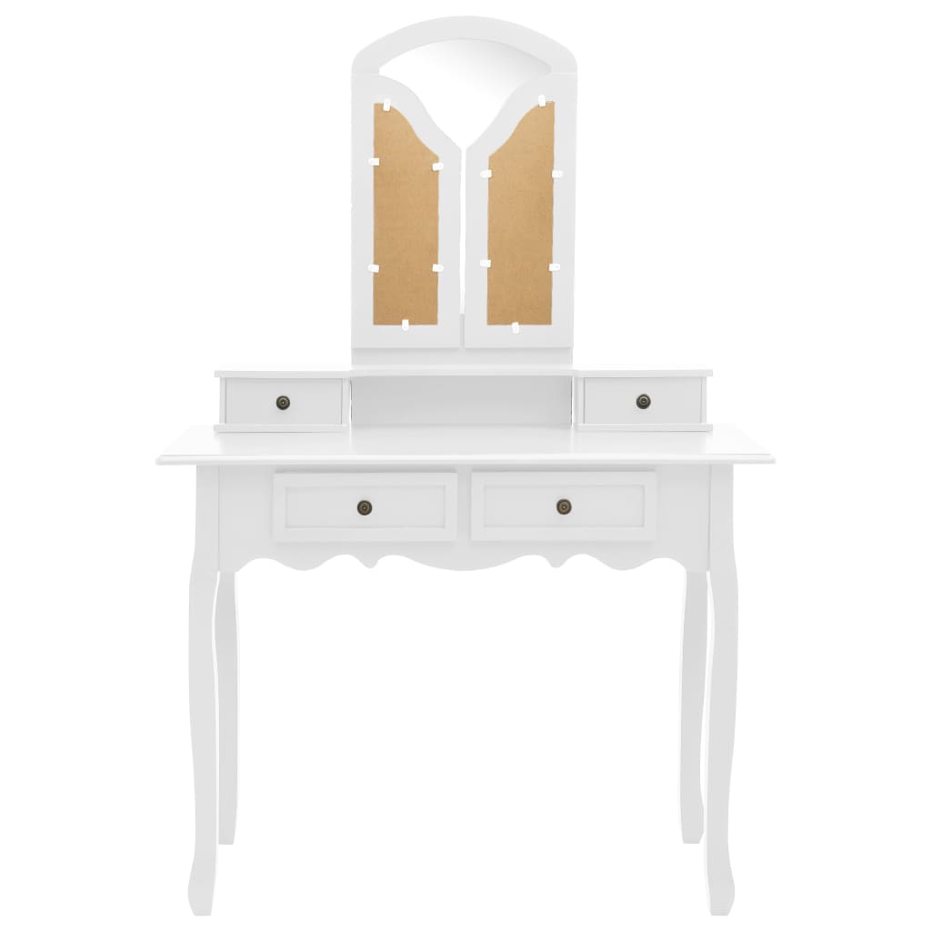 Ensemble de coiffeuse et tabouret Blanc 100x40x146 cm Paulownia