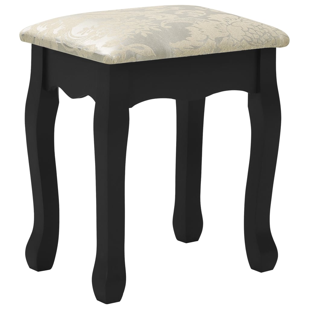 Ensemble de coiffeuse et tabouret Noir 100x40x146 cm Paulownia