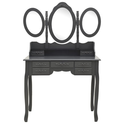 Coiffeuse avec tabouret et miroir pliable en 3 Gris