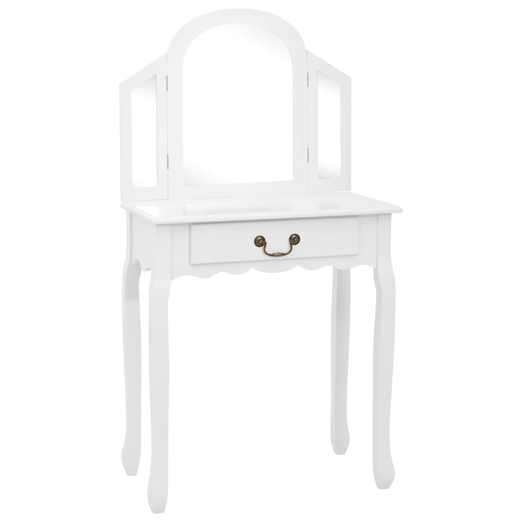 Coiffeuse et tabouret Blanc 65x36x128 cm Bois de paulownia MDF