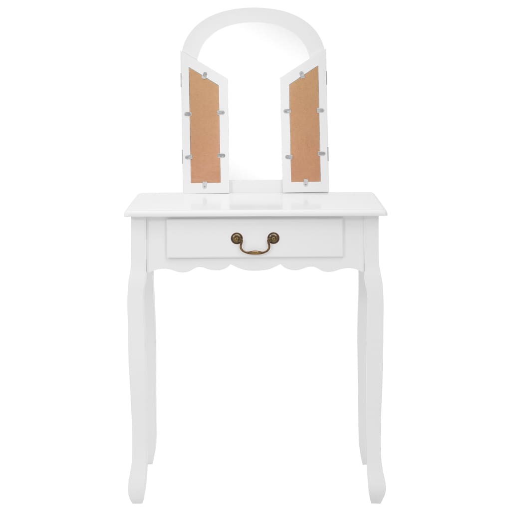 Coiffeuse et tabouret Blanc 65x36x128 cm Bois de paulownia MDF