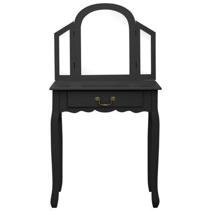 Coiffeuse et tabouret Noir 65x36x128 cm Bois de paulownia MDF