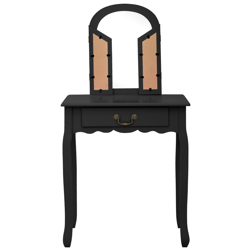 Coiffeuse et tabouret Noir 65x36x128 cm Bois de paulownia MDF