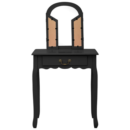 Coiffeuse et tabouret Noir 65x36x128 cm Bois de paulownia MDF