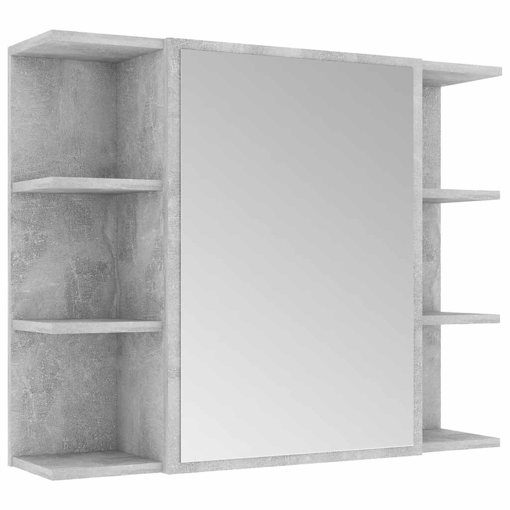 Armoire à miroir de salle de bain Gris Béton Bois d’ingénierie