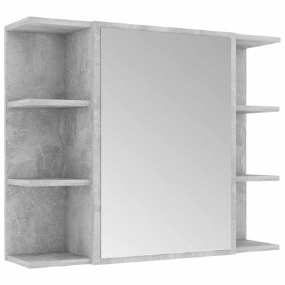 Armoire à miroir de salle de bain Gris Béton Bois d’ingénierie