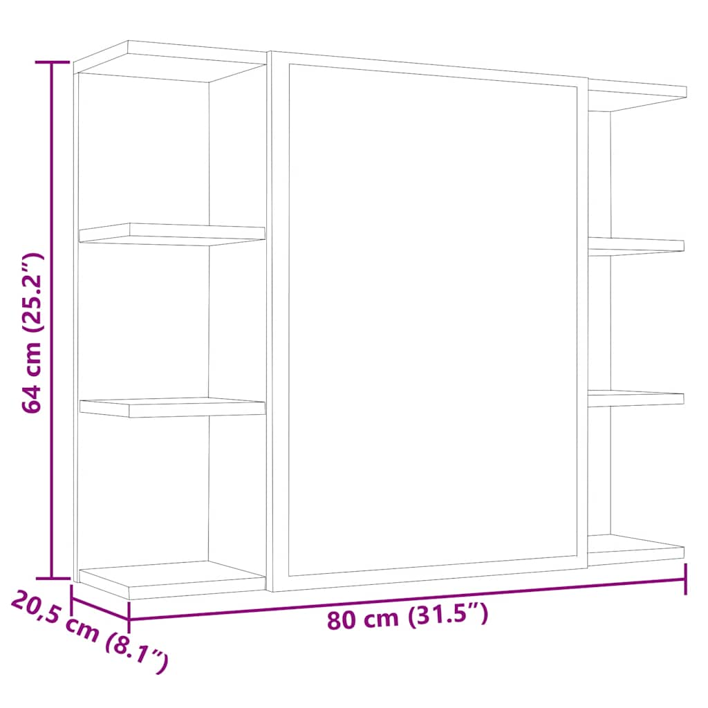 Armoire à miroir de salle de bain Gris Béton Bois d’ingénierie