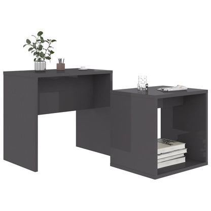 Ensemble de table basse Gris brillant Bois d'ingénierie