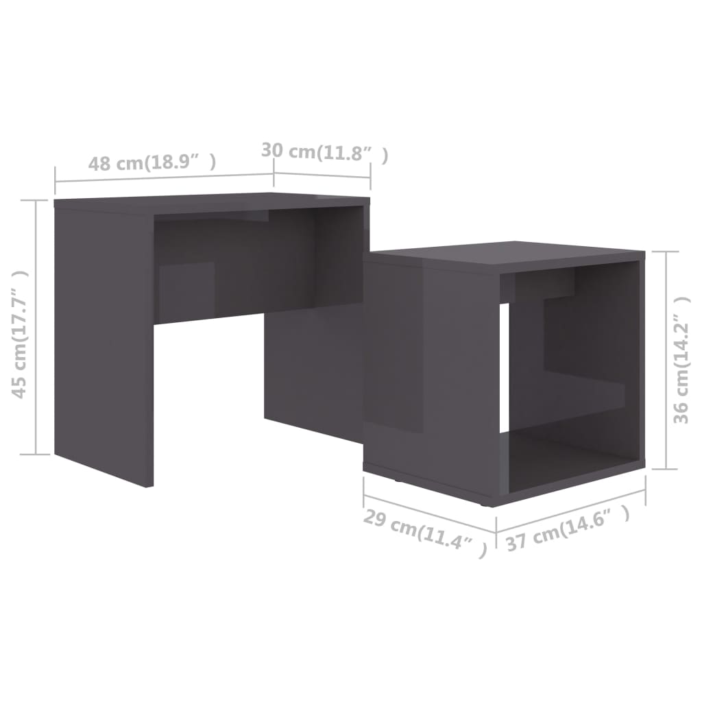 Ensemble de table basse Gris brillant Bois d'ingénierie