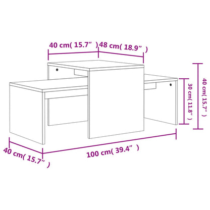 Ensemble de table basse Gris béton 100x48x40 cm Bois ingénierie