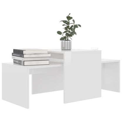 Ensemble de table basse Blanc brillant Bois d’ingénierie