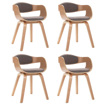 Chaises à manger lot de 4 bois courbé et tissu taupe