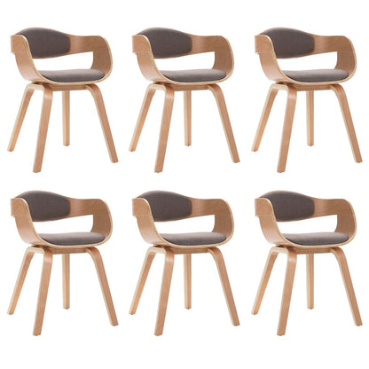 Chaises à manger lot de 6 bois courbé et tissu taupe