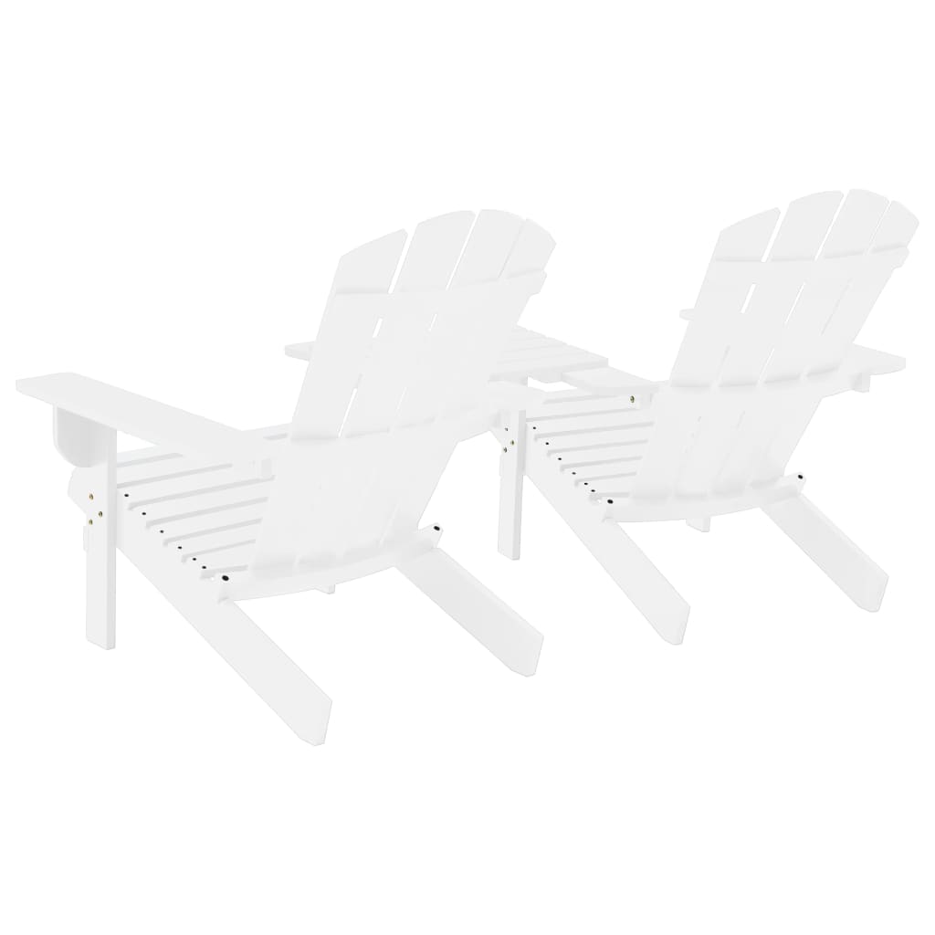 Chaises de jardin Adirondack avec table bois de sapin blanc