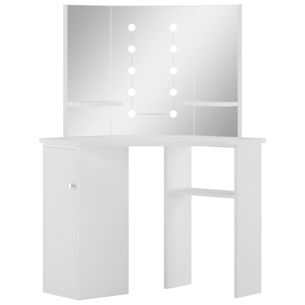 Coiffeuse d'angle table de maquillage lumière LED Blanc clair