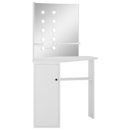 Coiffeuse d'angle table de maquillage lumière LED Blanc clair