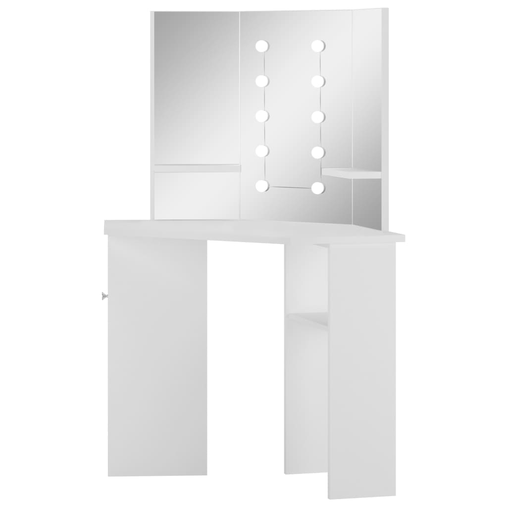 Coiffeuse d'angle table de maquillage lumière LED Blanc clair