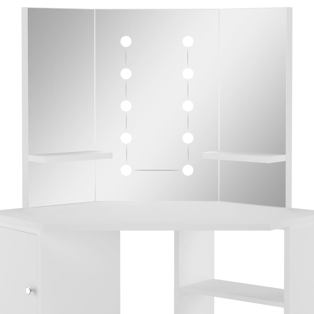 Coiffeuse d'angle table de maquillage lumière LED Blanc clair