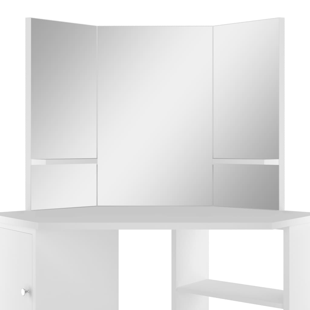 Coiffeuse d'angle Table de maquillage cosmétique Blanc