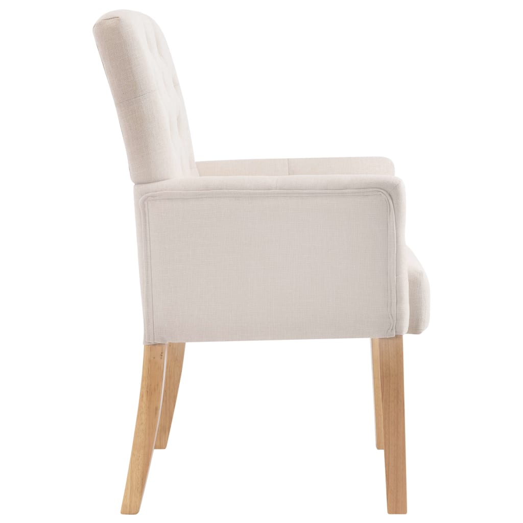 Chaise à manger avec accoudoirs Beige Tissu