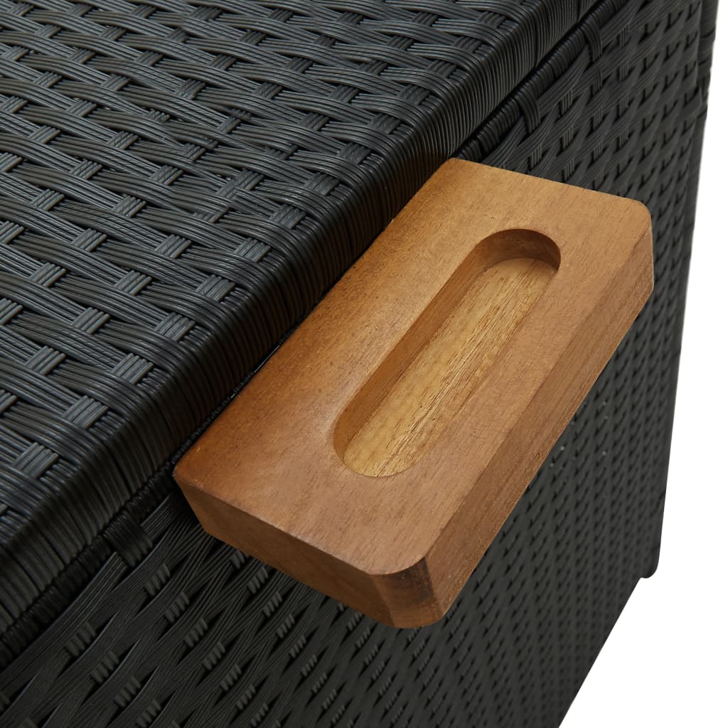 Boîte de rangement de jardin noir 120x65x61 cm résine tressée