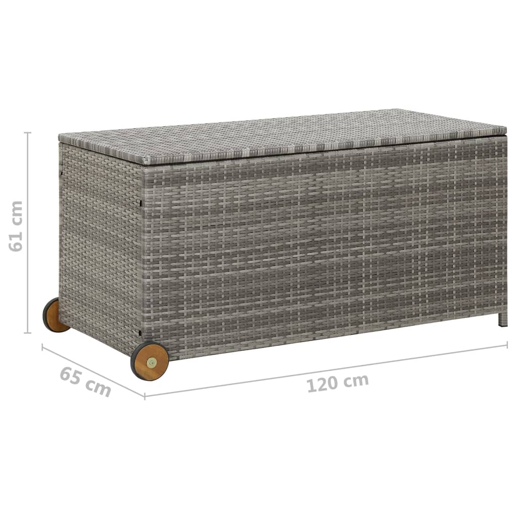 Boîte de rangement de jardin gris clair 120x65x61 cm rotin