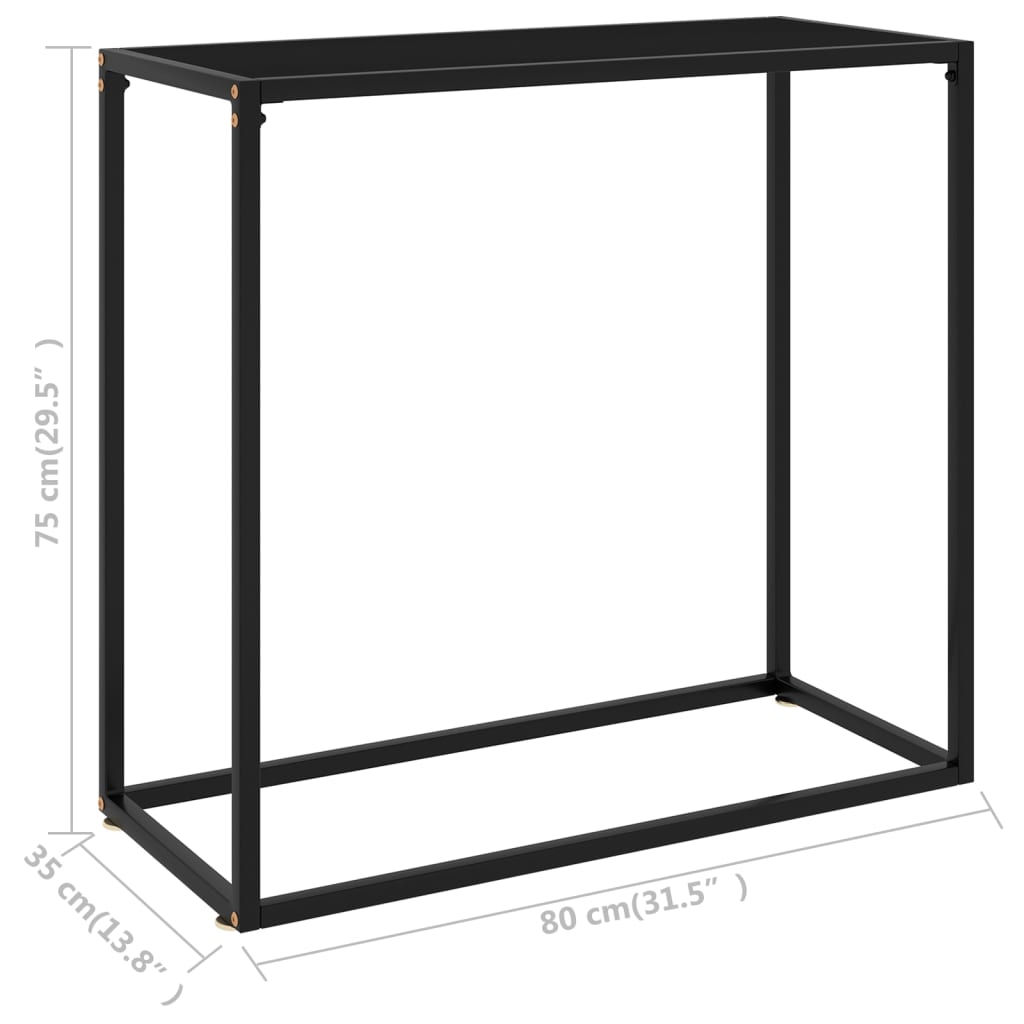 Table console Noir 80x35x75 cm Verre trempé