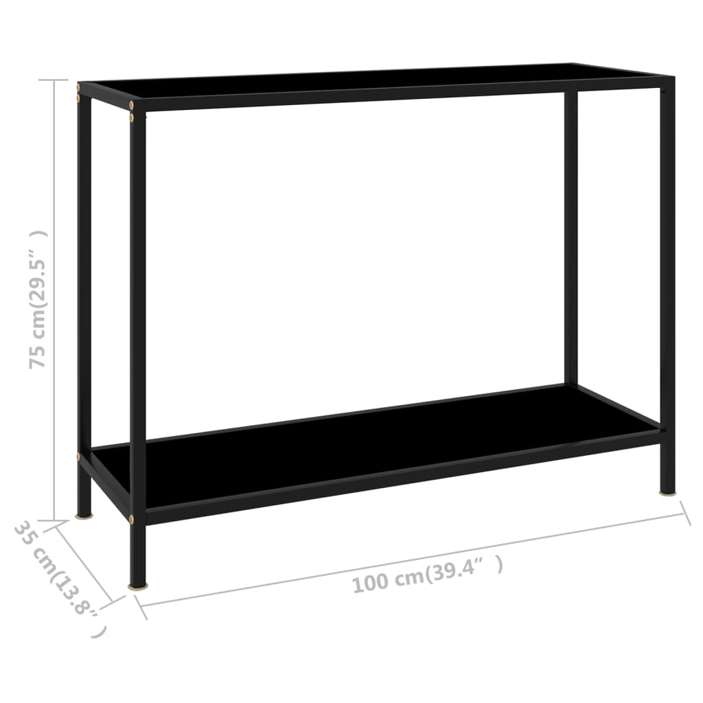 Table console Noir 100x35x75 cm Verre trempé