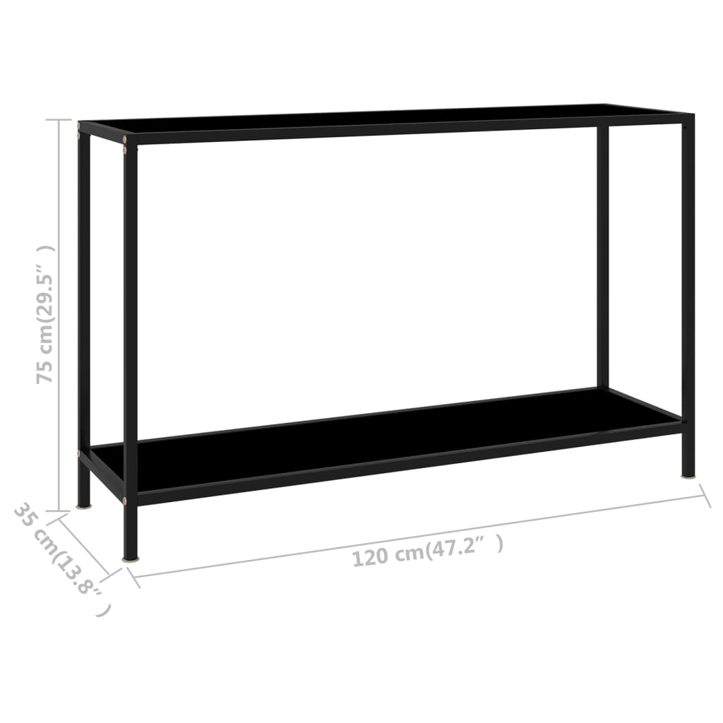 Table console Noir 120x35x75 cm Verre trempé