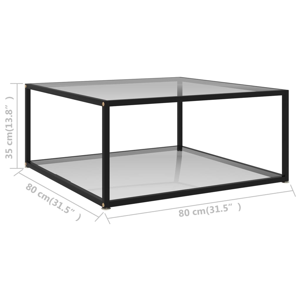 Table basse Transparent 80x80x35 cm Verre trempé