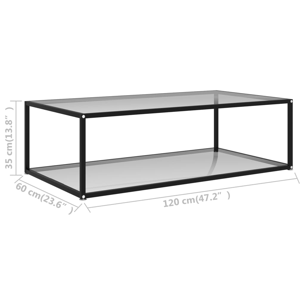 322902 vidaXL Coffee Table Transparent 120x60x35 cm Tempered Glass