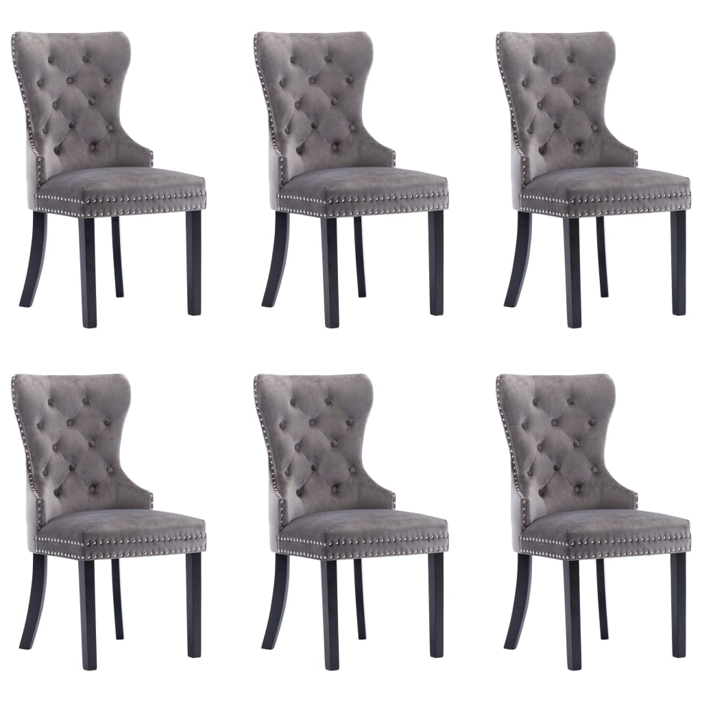 Chaises à manger lot de 6 gris velours