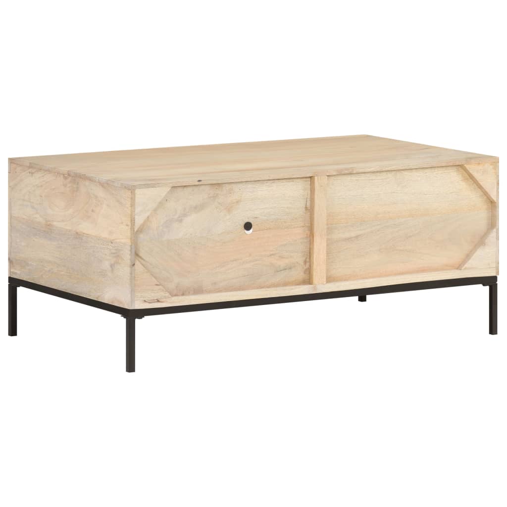 Table basse 90x50x37 cm Bois de manguier et canne naturelle