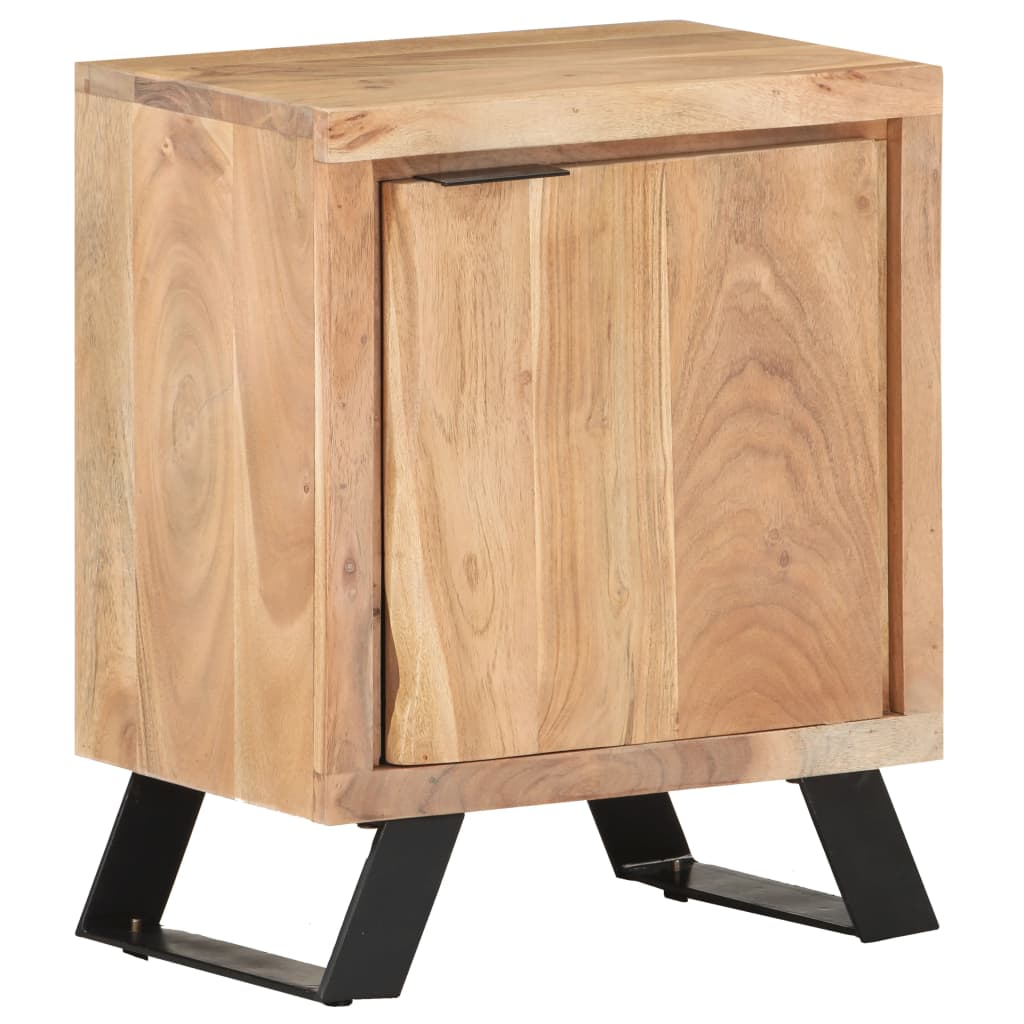 Table de chevet 40x30x50 cm Bois d'acacia avec bord naturel