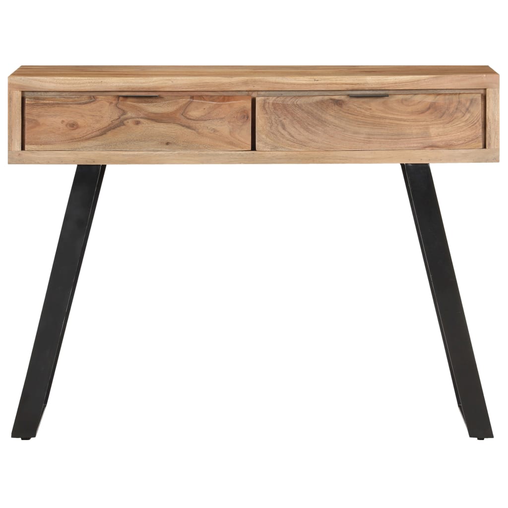 Table console 100x35x76 cm Bois d'acacia avec bord naturel