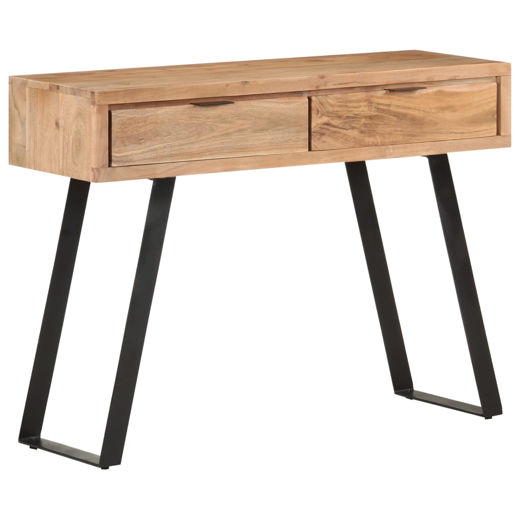 Table console 100x35x76 cm Bois d'acacia avec bord naturel