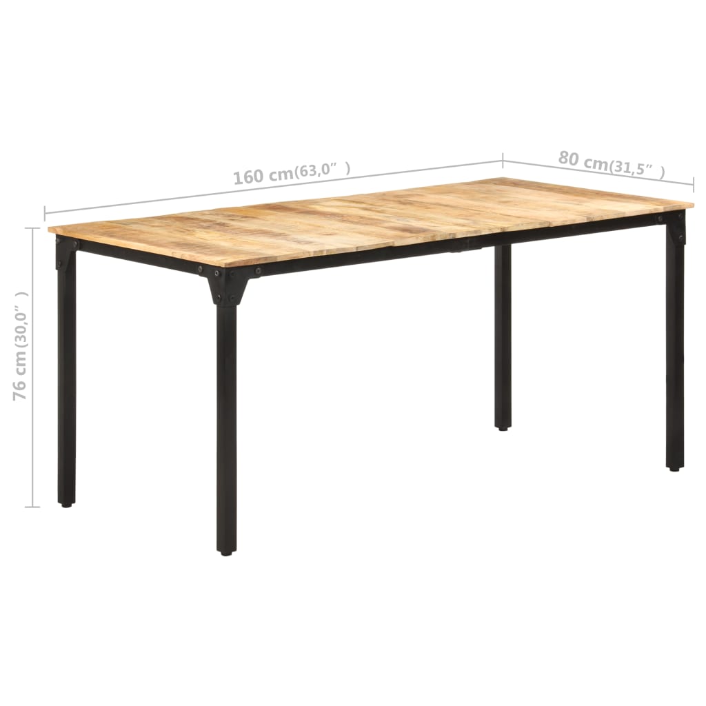 Table de salle à manger 160x80x76 cm Bois de manguier brut