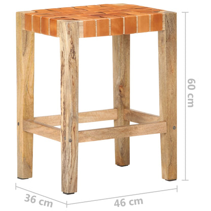 Tabourets de bar lot de 2 marron cuir véritable 60 cm