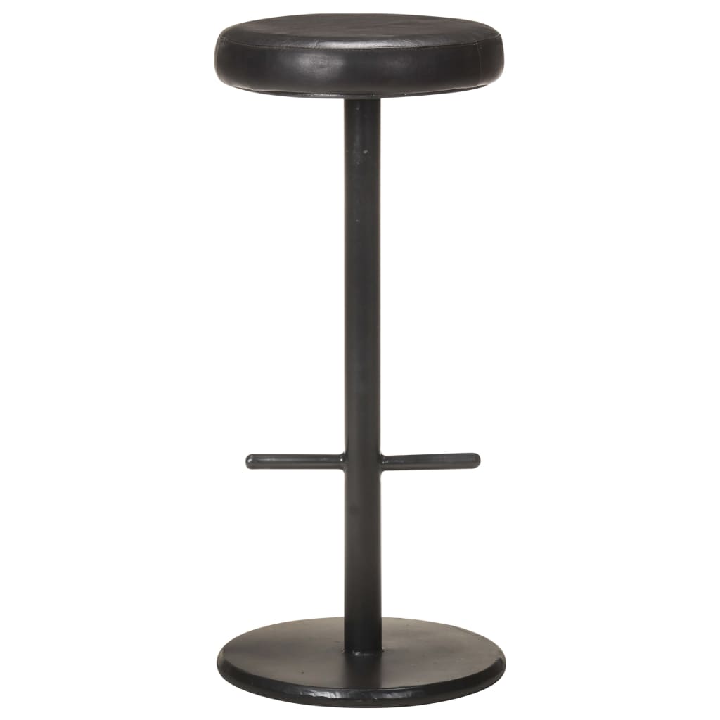 Tabourets de bar lot de 2 noir cuir véritable