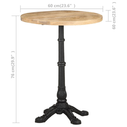 Table de bistro Ø60x76 cm Bois de manguier brut