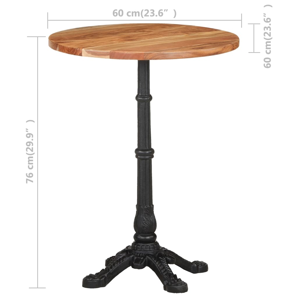 Table de bistro Ø60x76 cm Bois d'acacia massif