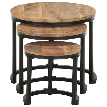 Tables d'appoint 3 pcs Bois de manguier brut