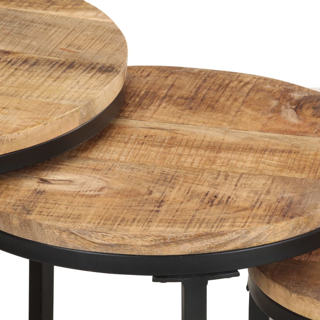 Tables d'appoint 3 pcs Bois de manguier brut