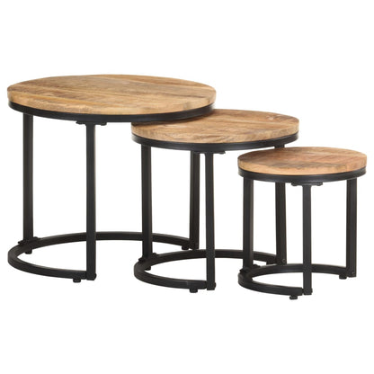 Tables d'appoint 3 pcs Bois de manguier brut